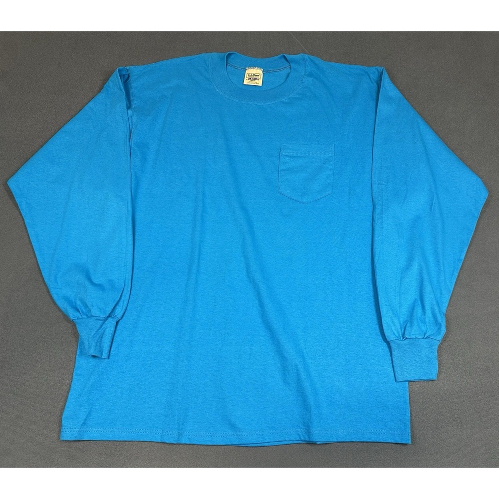 Vtg LL Bean by Russell Athletic Shirt Mens Large Blue Long Sleeve Made in USA